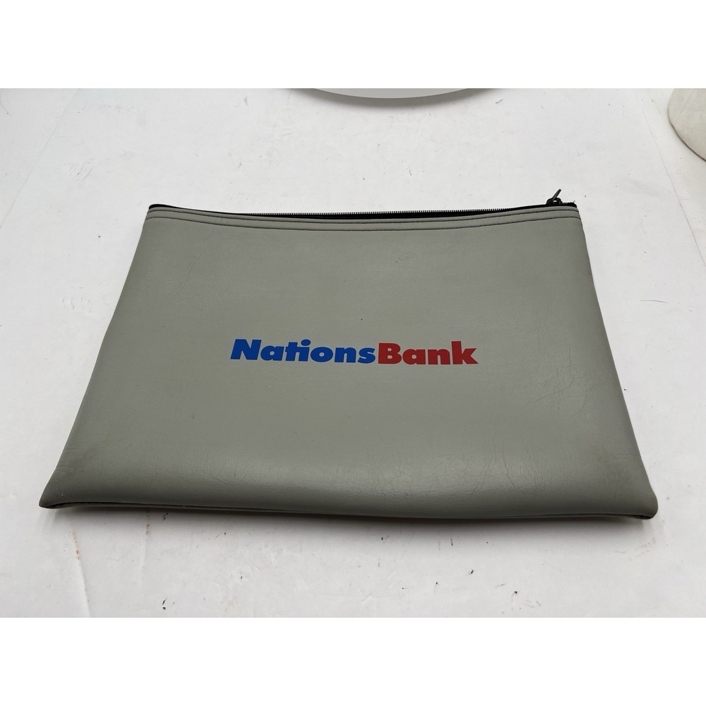 Vintage 1990s NationsBank Deposit Bag A Rifkin Co Zipper Gray Made USA